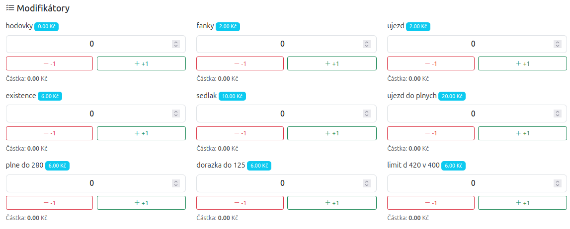 Modifikátory - screenshot